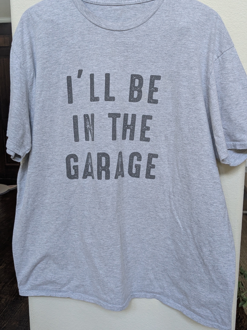 Source Unknown Gray Graphic Tee with Black Text